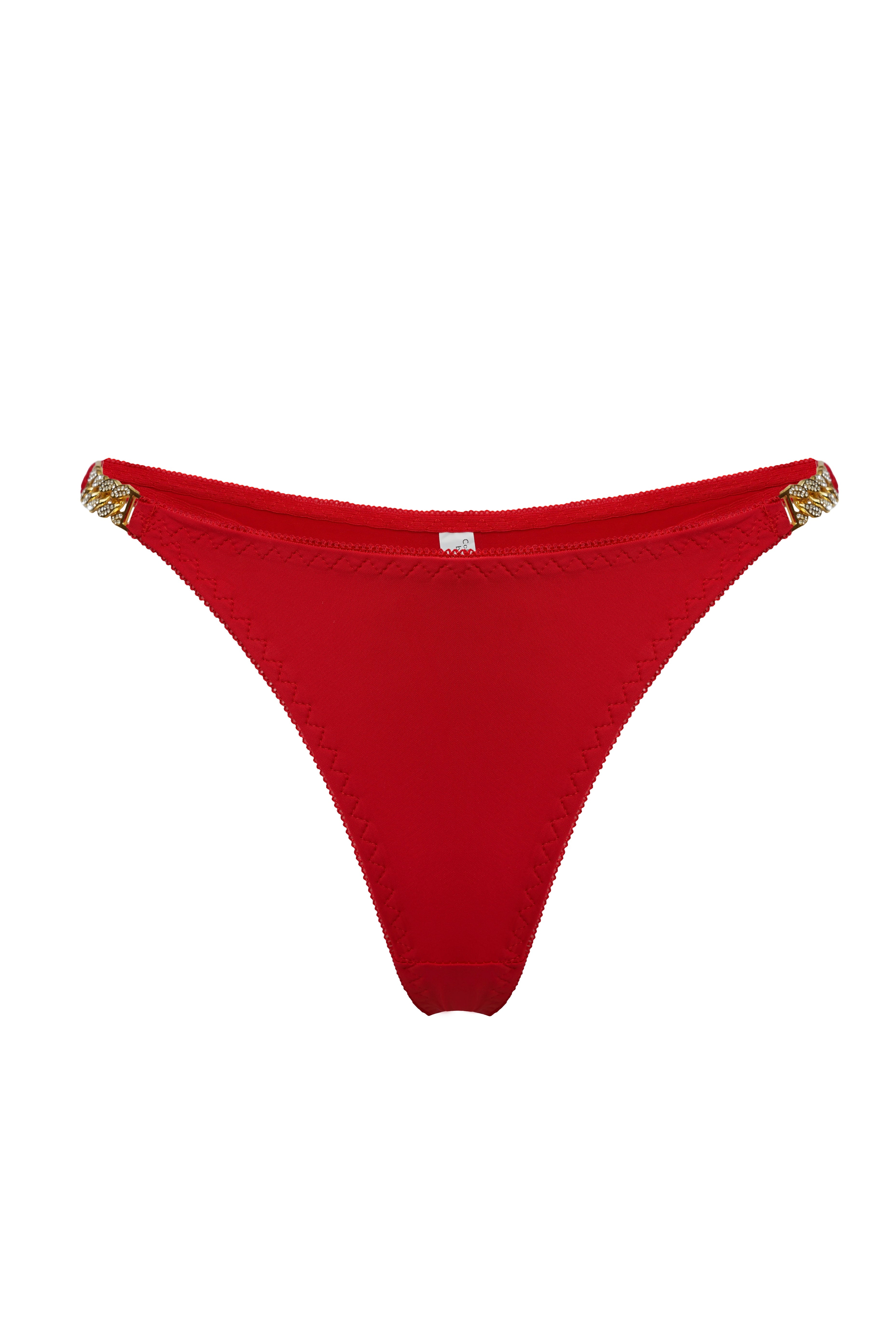 Kira red thongs with chains