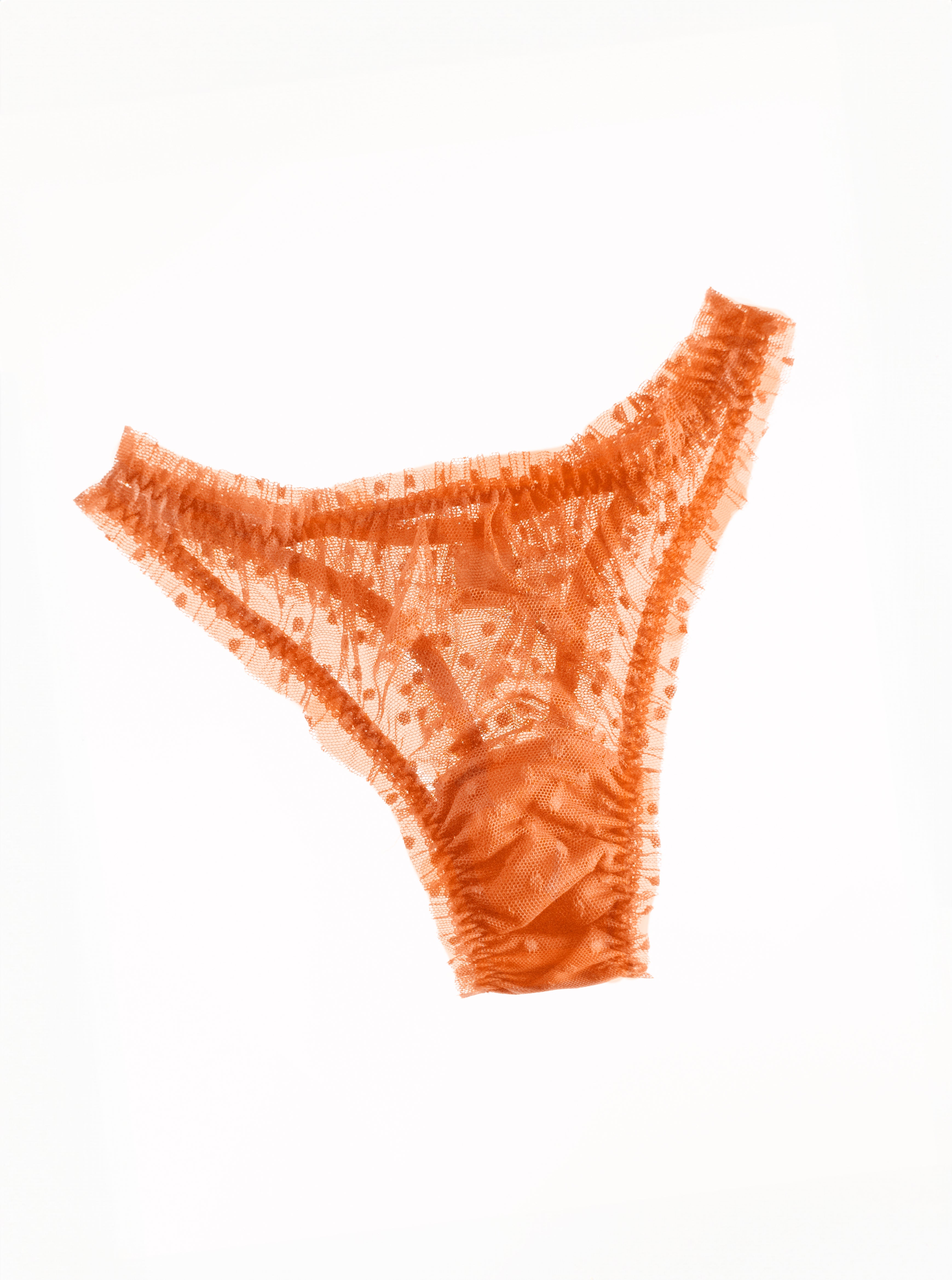 Mimi Orange dots high waisted thongs