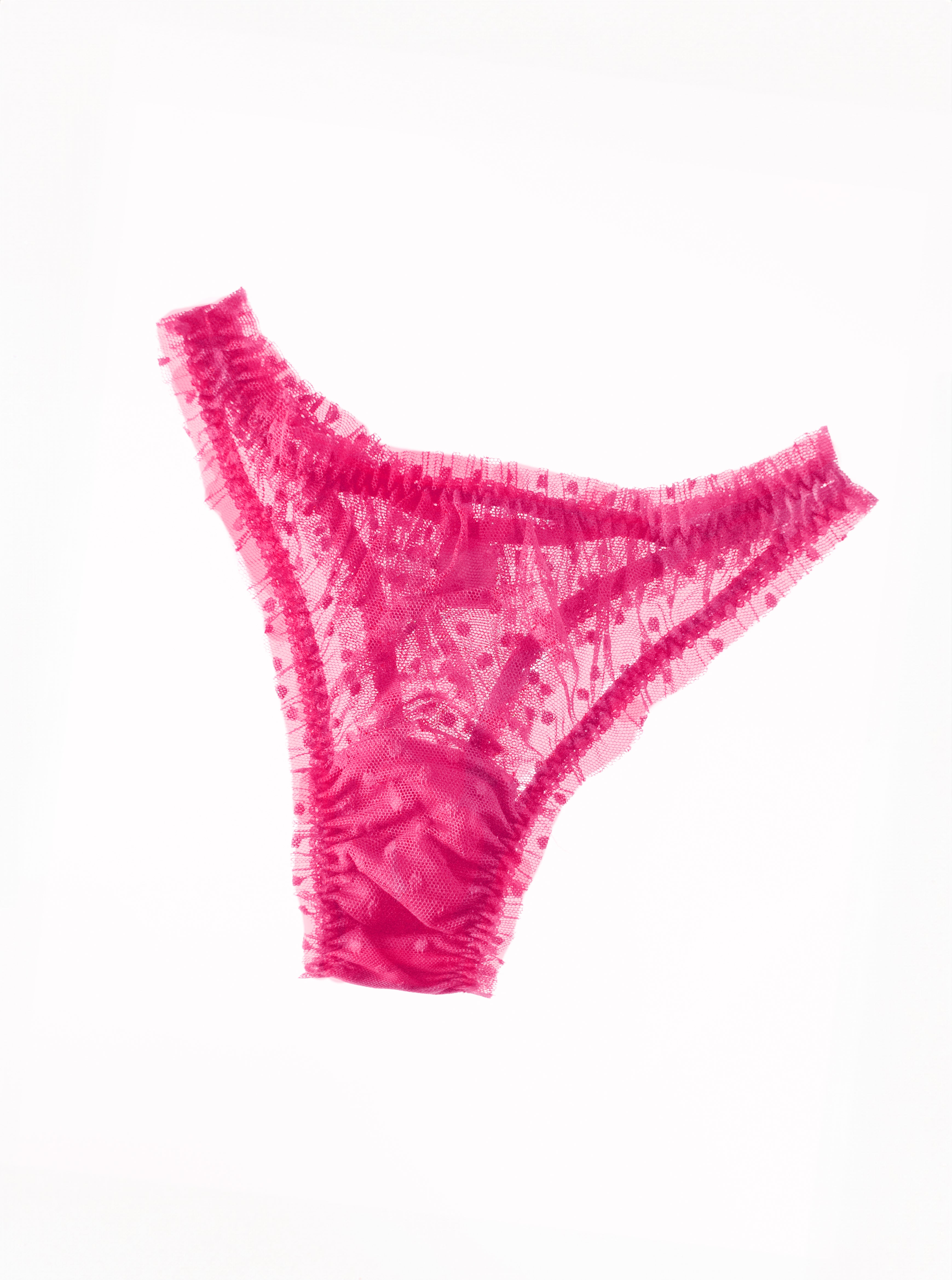 Mimi Fuchsia dots high waisted thongs