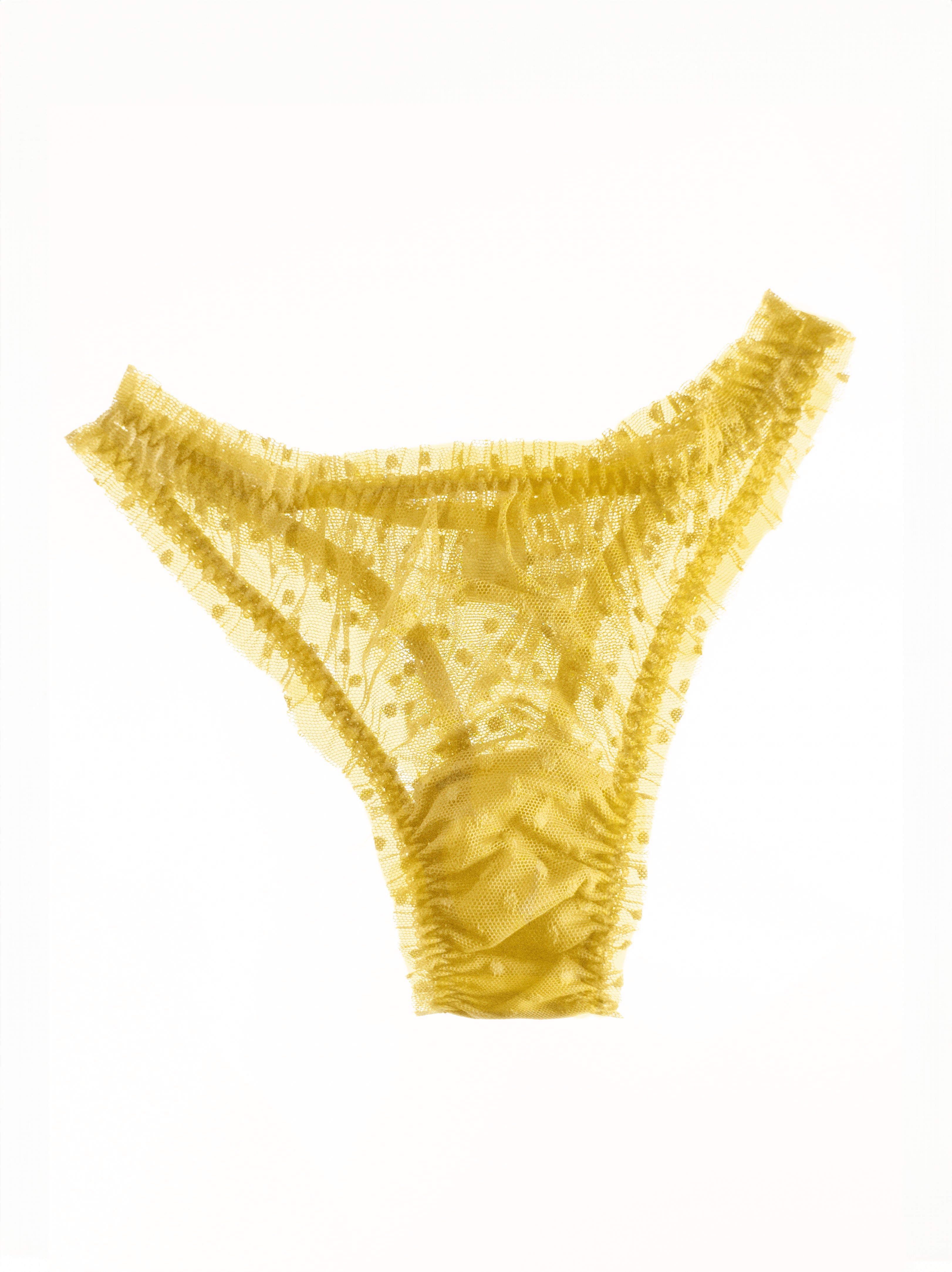 Mimi Yellow dots high waisted thongs