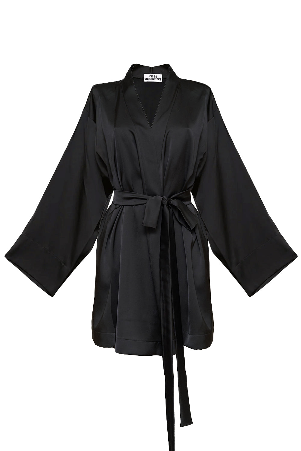 Kasumi black mini kimono robe