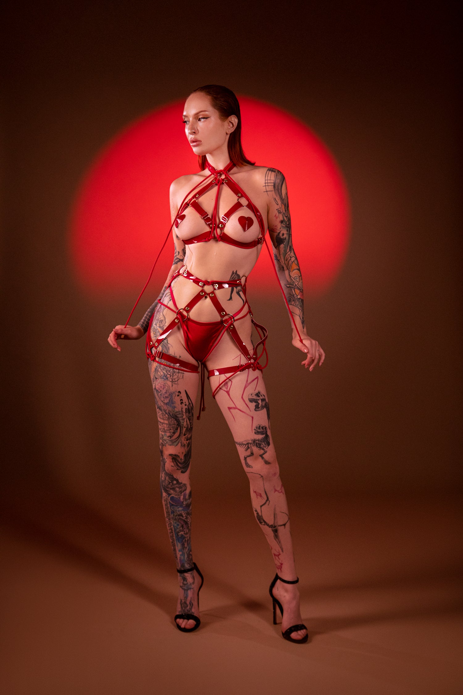 Geoma Shibari Red open belt by Secret Room