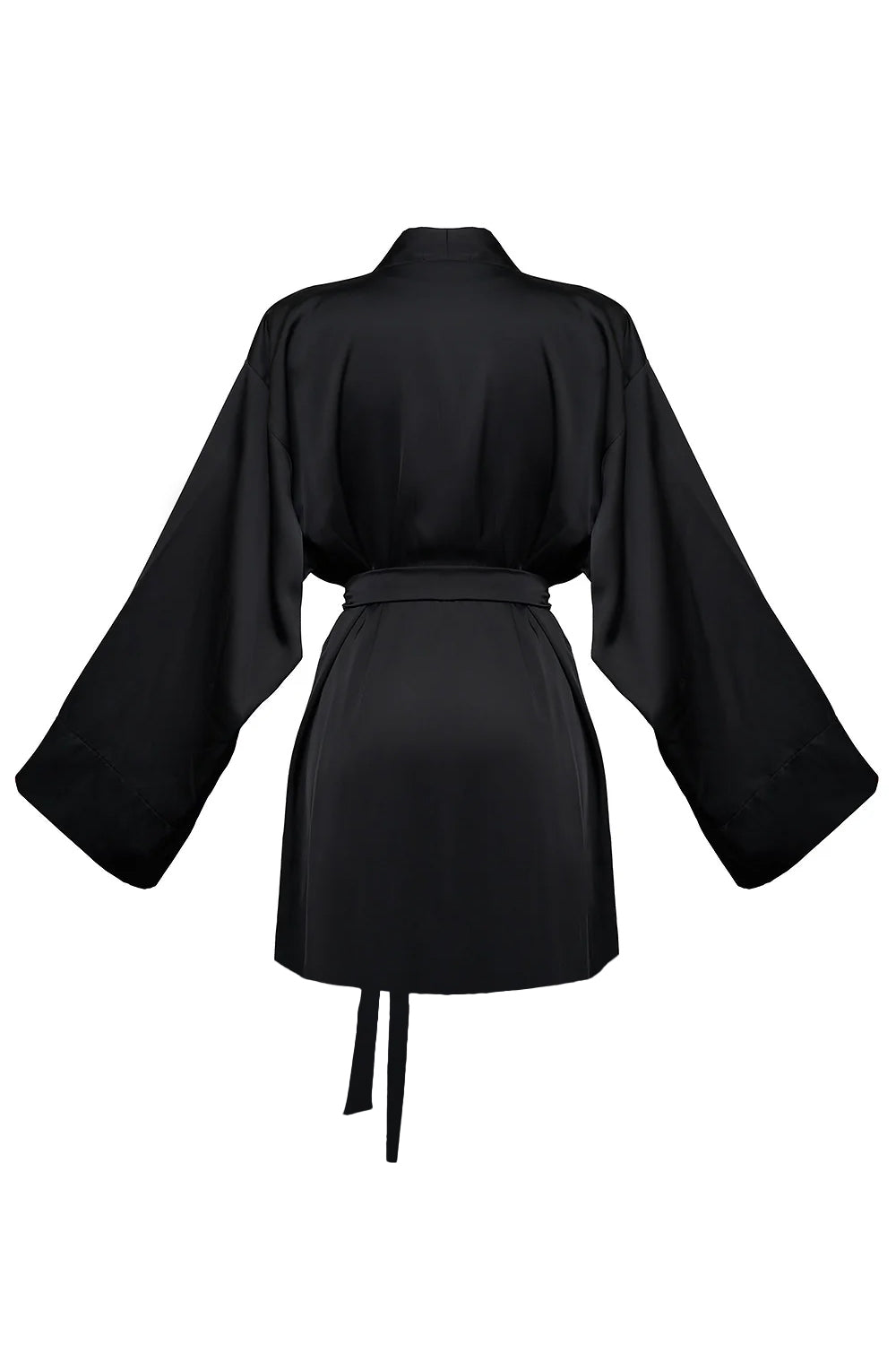 Kasumi black mini kimono robe