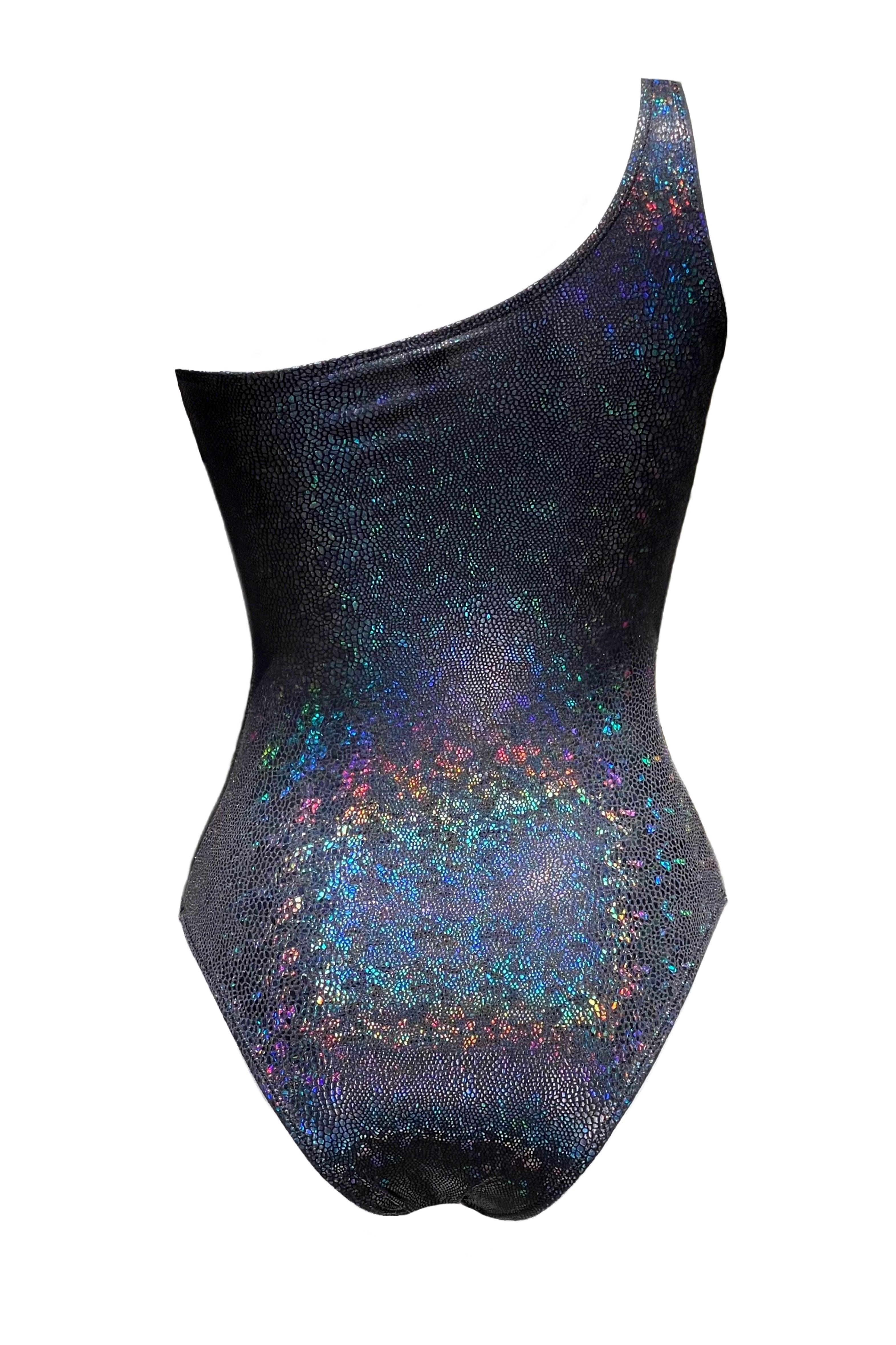 Amelia holographic black python swimsuit