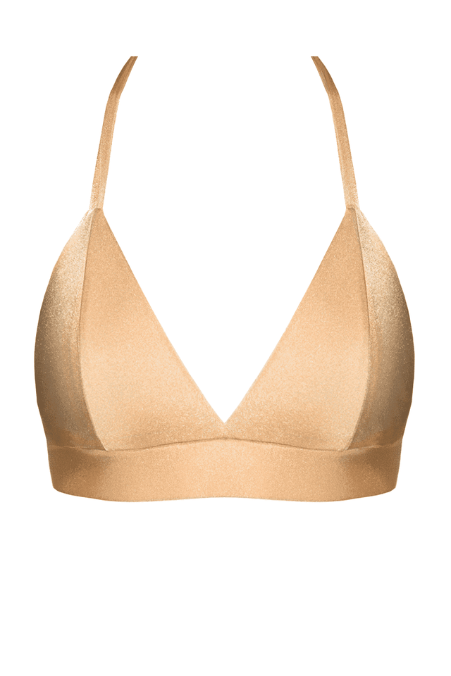 Mira Gold Bikini Top Designer Swimsuit Tan Exclusive Comfortable Lovejilty Bright Gold