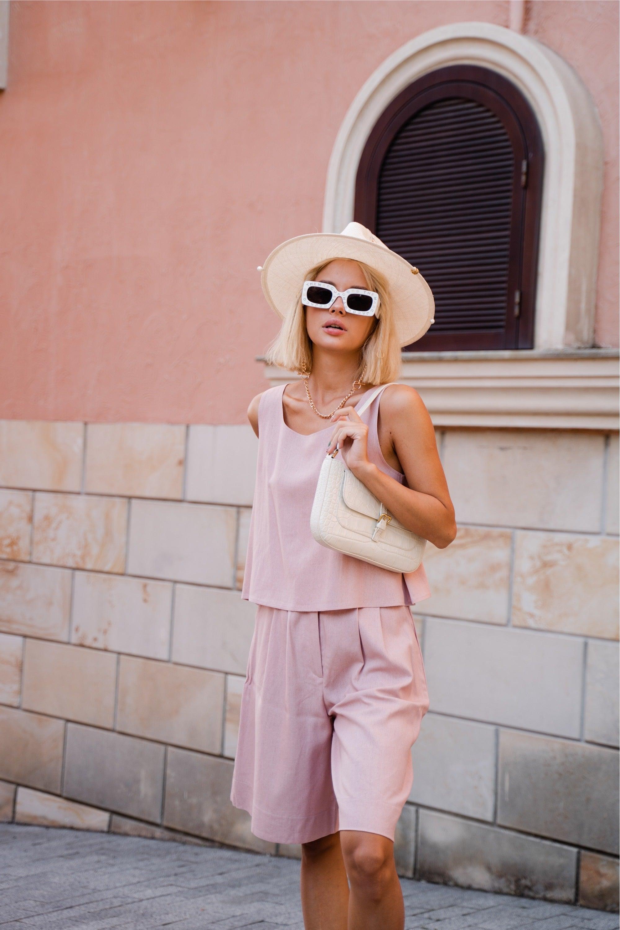 Linen pink shorts 'Istanbul' - yesUndress