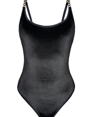 Velvetta black bodysuit with chains - yesUndress