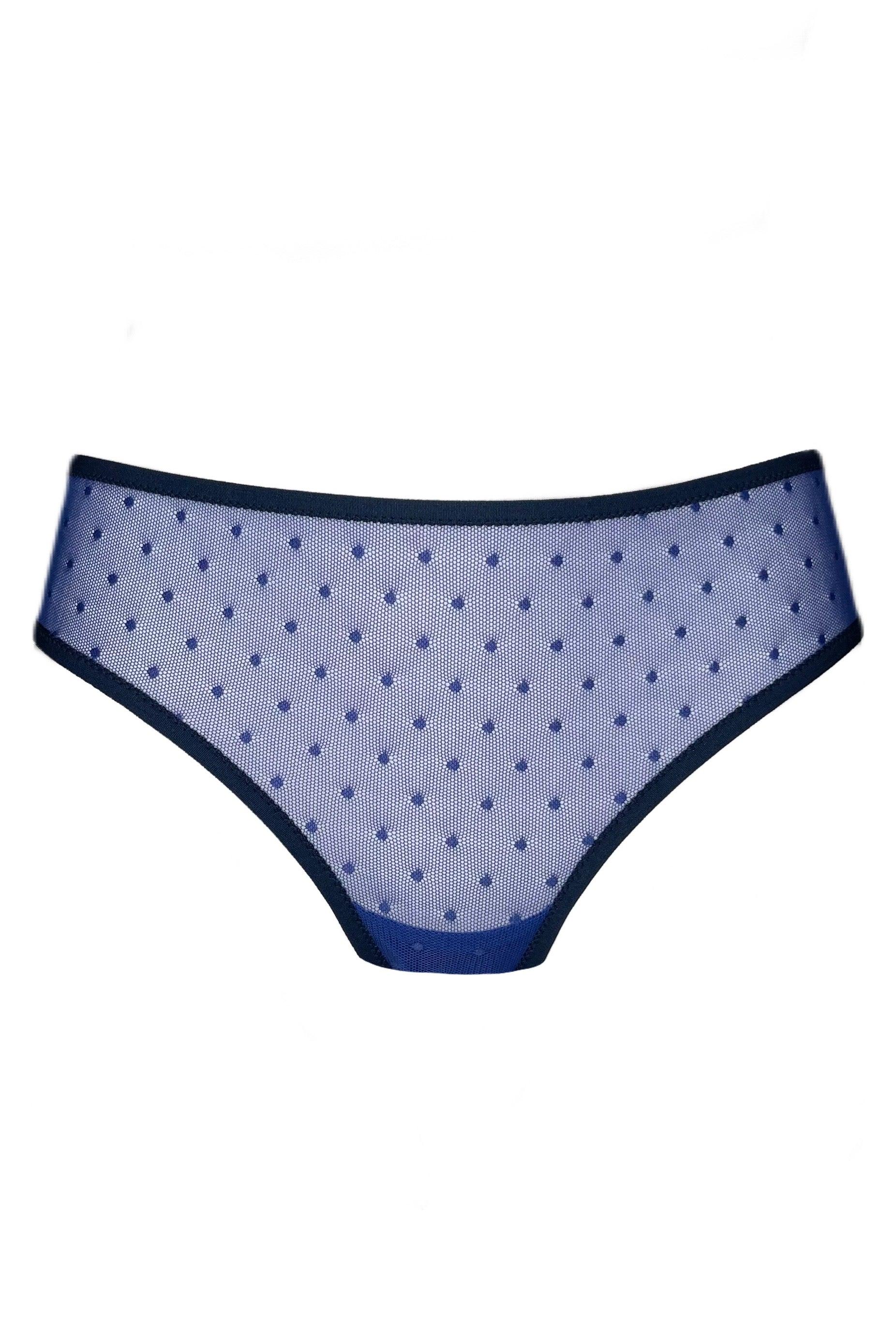 Frilly Blue dots slip panties - yesUndress