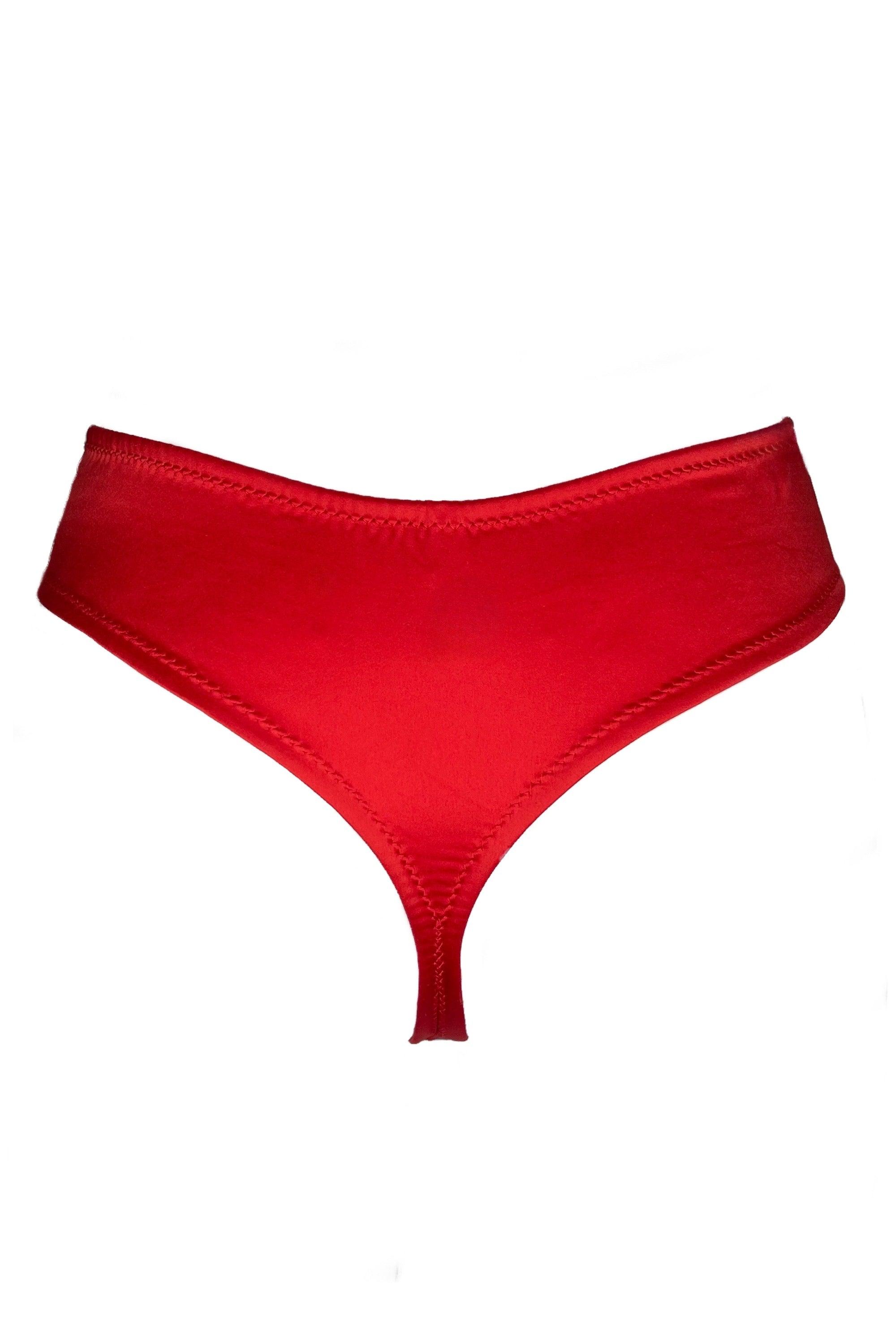 Genevieve Red high-waisted thongs - yesUndress