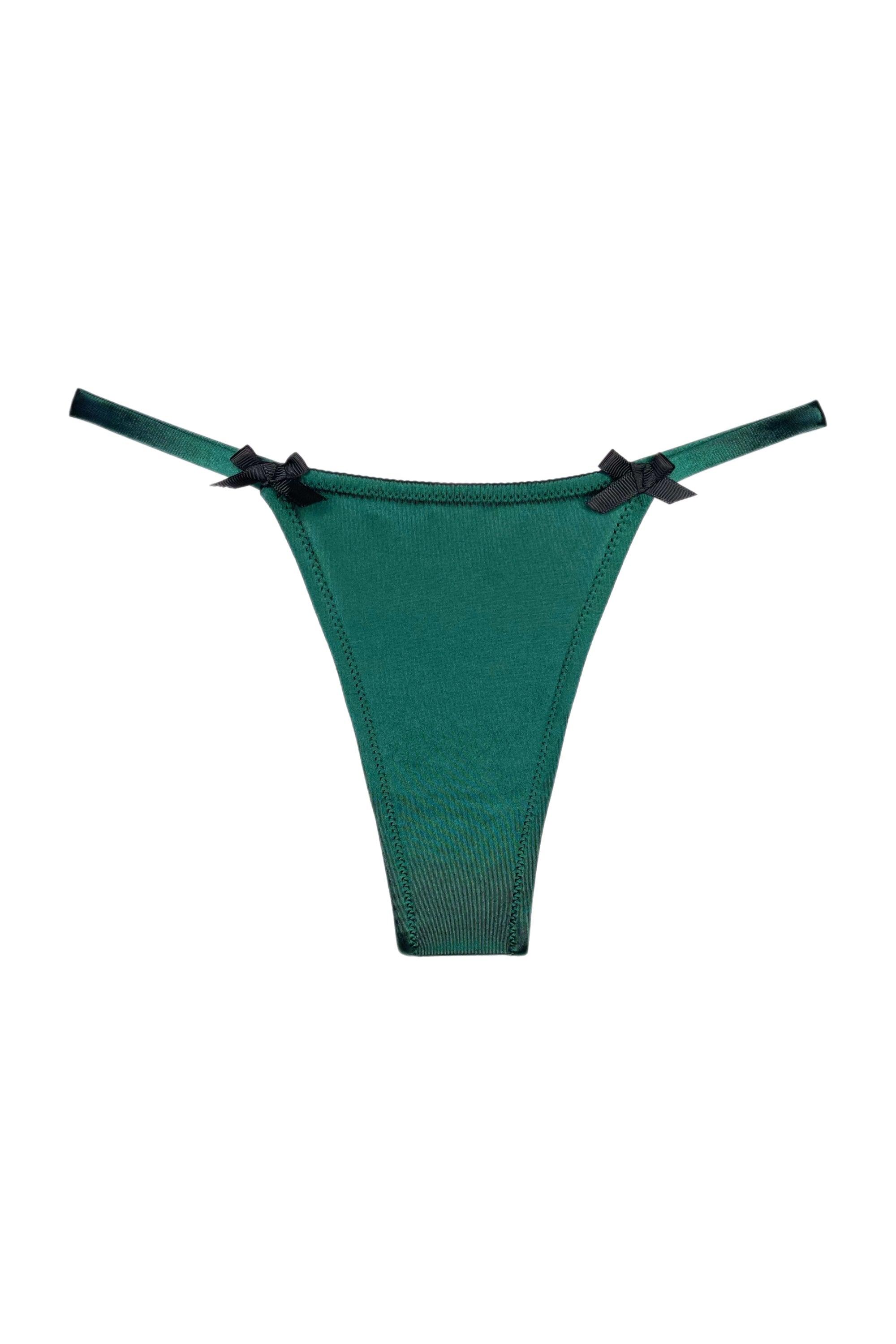 Joli Gloss emerald-black thongs - yesUndress