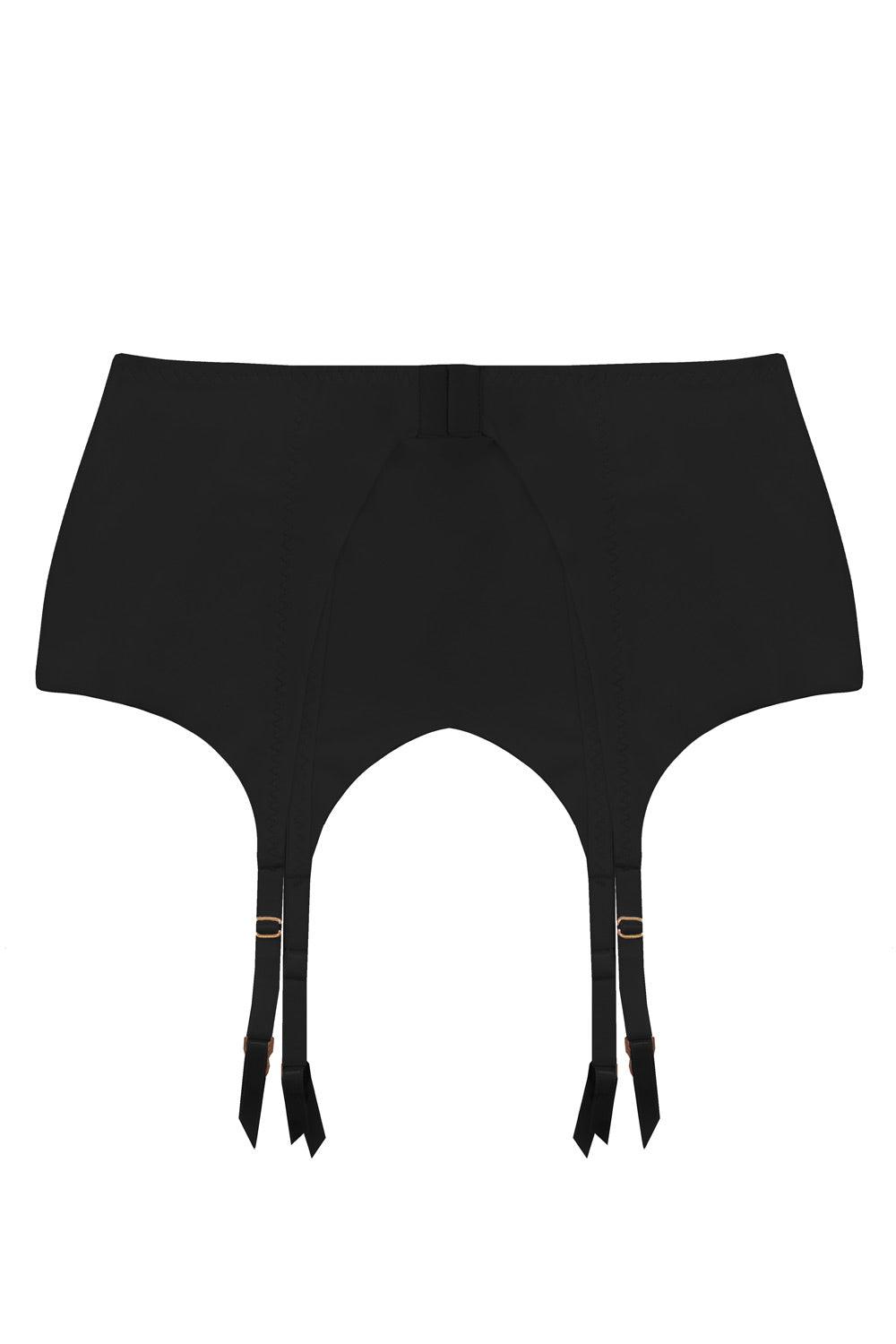 Basic black set: garter belt+seamless brazilian+stockings - yesUndress